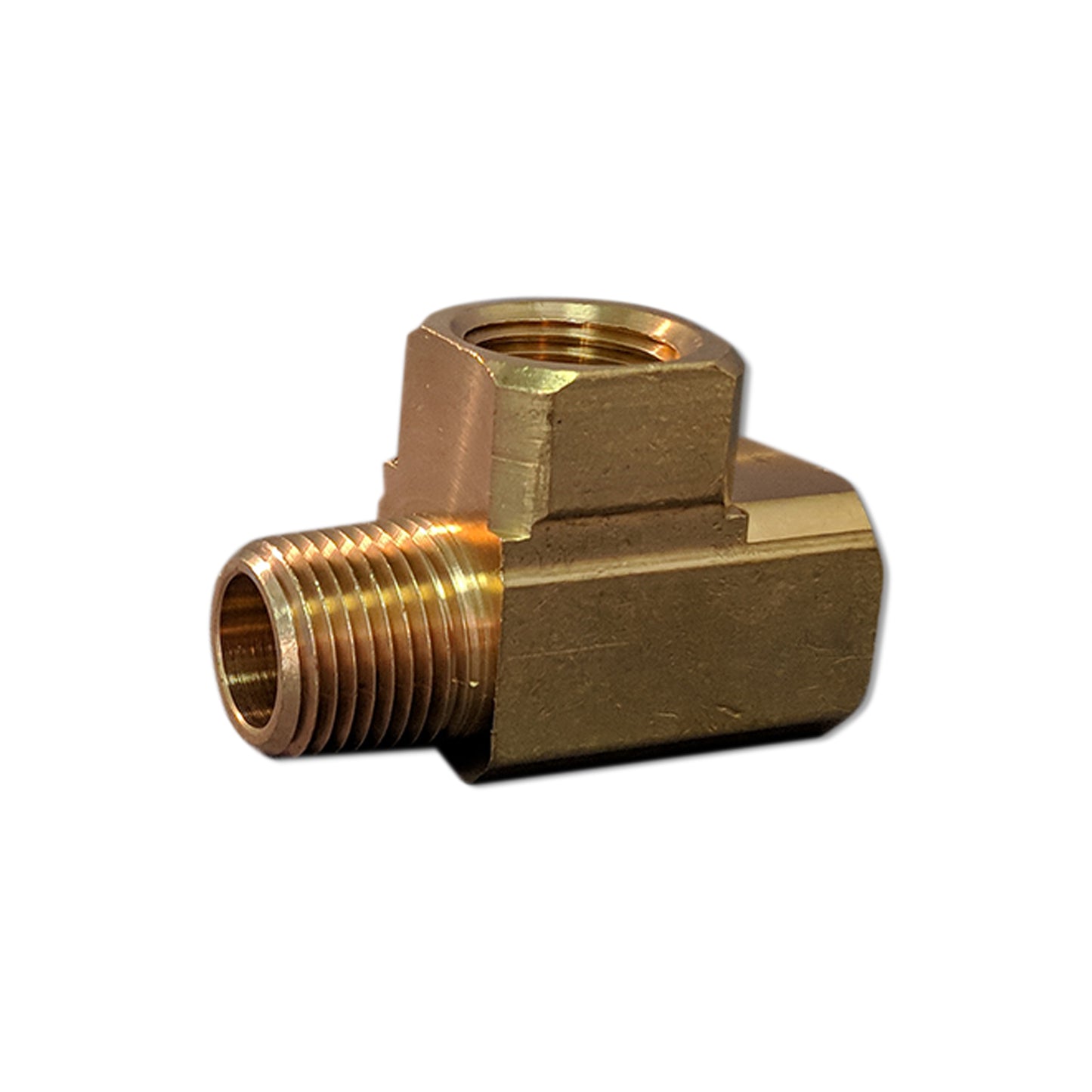 AQUA HOT BRASS TEE FITTING, 1/2 NPT (M) (F) PLX-0X1-07D